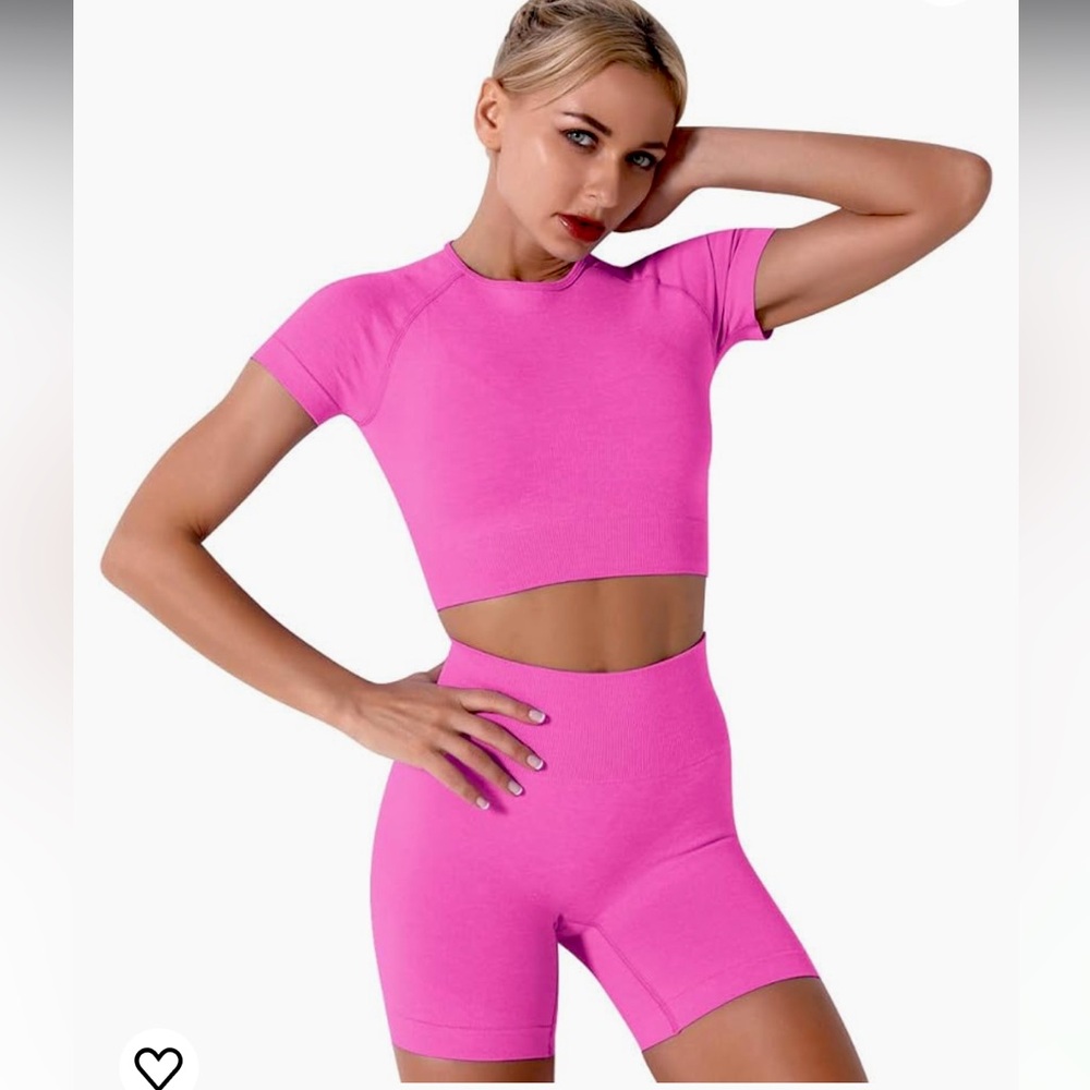 Hot Pink Workout Short and Shirt Set